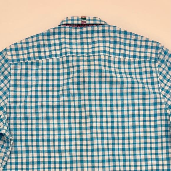 Robert Graham Gingham Short Sleeve Shirt Button-Down Cotton | Men's Size XL - Picture 7 of 12